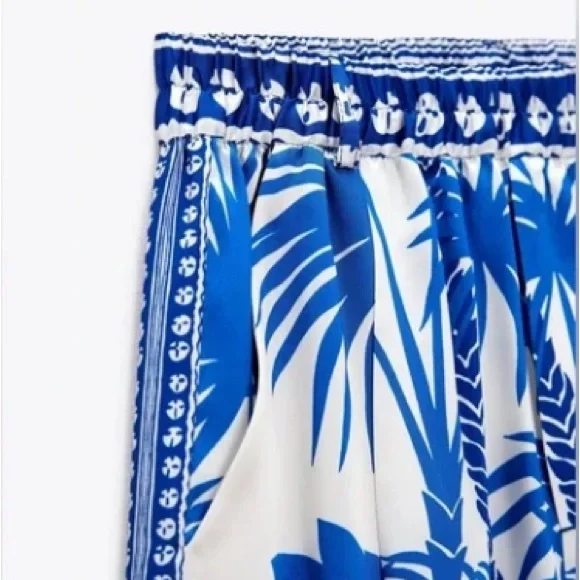 ZARA PARADISE PALM TREE SHORT BLUE/WHITE - Picture 5 of 6